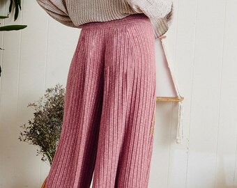 Upcycled High-rise Wide Leg Knit Sweater Palazzo Pants With