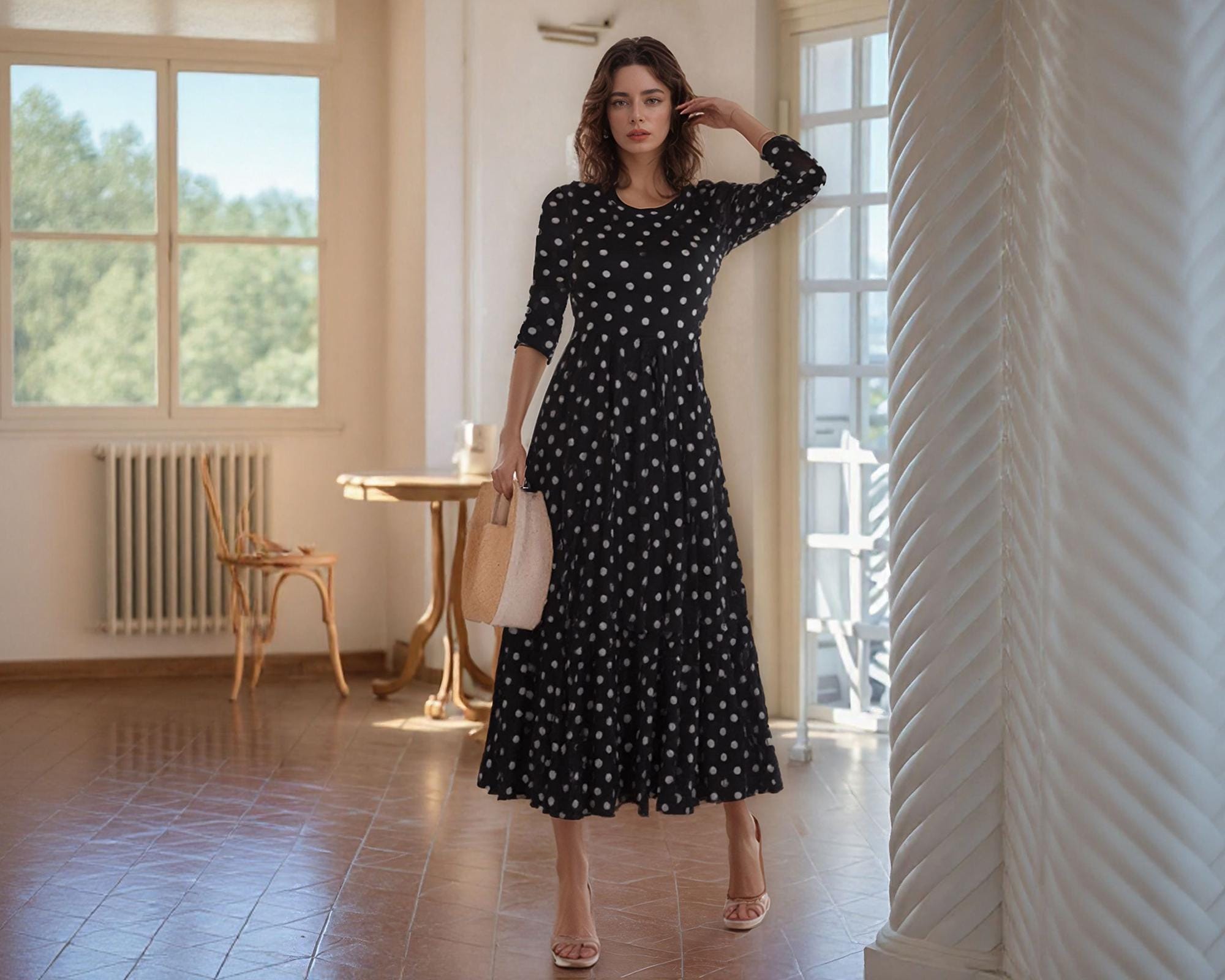 chinese dress ladies Angel Maternity Polka Dot Maternity/Nursing Dress