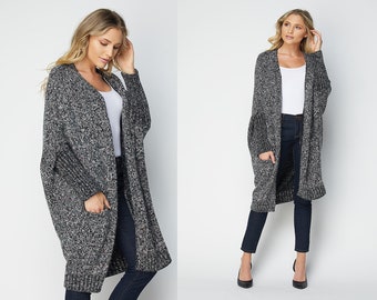 Viscose Wool Knit Duster Cardigan, Wool Sweater Coat, Wool Cardigan, Long Sweater Cardigan, Multi Yarn Sweater Cardigan, Gift wrapping