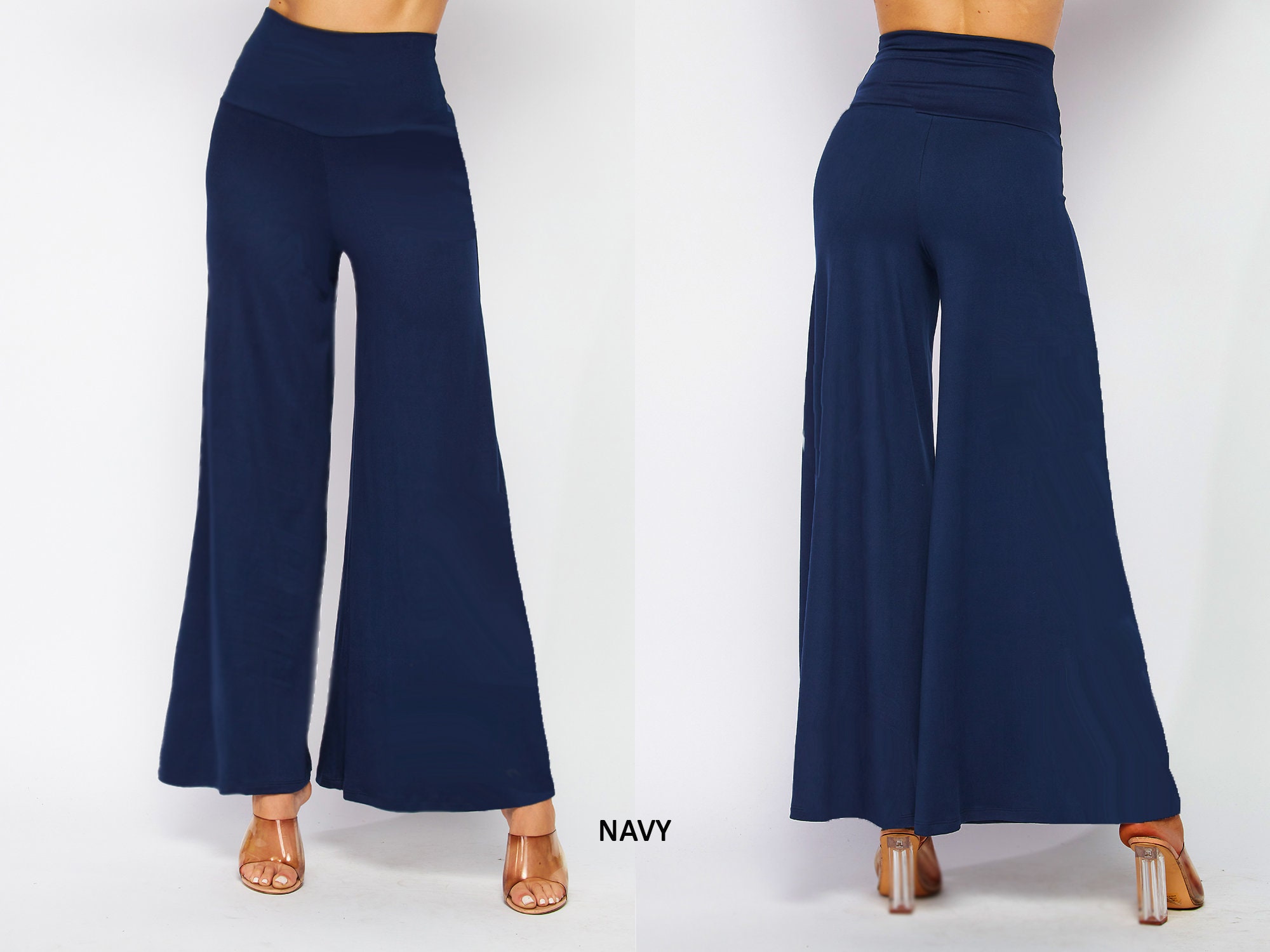Upcycled Wide Leg Gaucho Pants With Fold Over Waist Band / Great