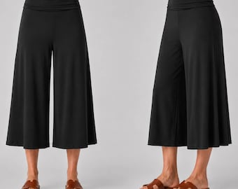Custom Knit Gaucho Pants: Wide Leg Culottes, Petite-Tall-Plus Size, Maternity Friendly