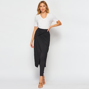 Custom Made Wrap Skirt Leggings – Travel Ready, Wrinkle Free, Lounge to Street Style – Petite Tall Plus Size Friendly