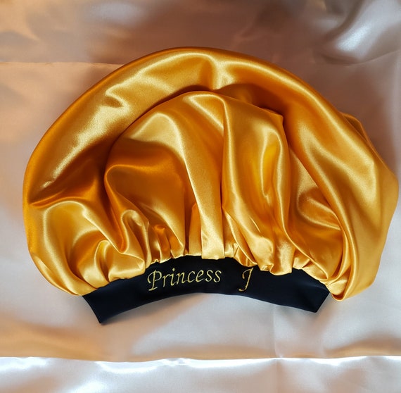 Custom Full Logo Silk Hair Bonnet For Women Customised Bonnets Satin Custom  Logo Designer Bonnets