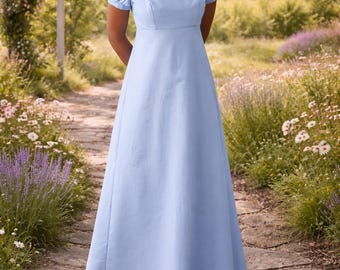 Blue Regency Dress: Jane Austen Style Historical Gown