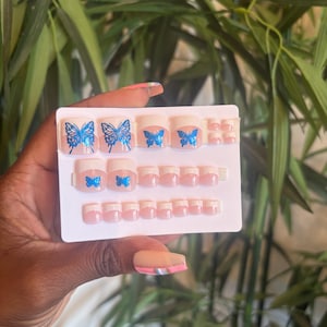 French Pink Press on Toenails| Press on toenails french tip| Press on toes| Press on toe nail set| Press on toe nails| Butterflies