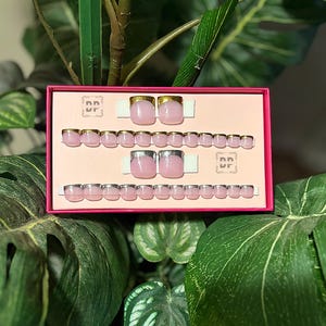 Uñas francesas cromadas / Uñas francesas para los pies / Uñas de presión para los dedos de los pies / Set de uñas de presión para los dedos de los pies / Uñas de presión para los dedos de los pies / Pedicura cromada / Uñas cromadas