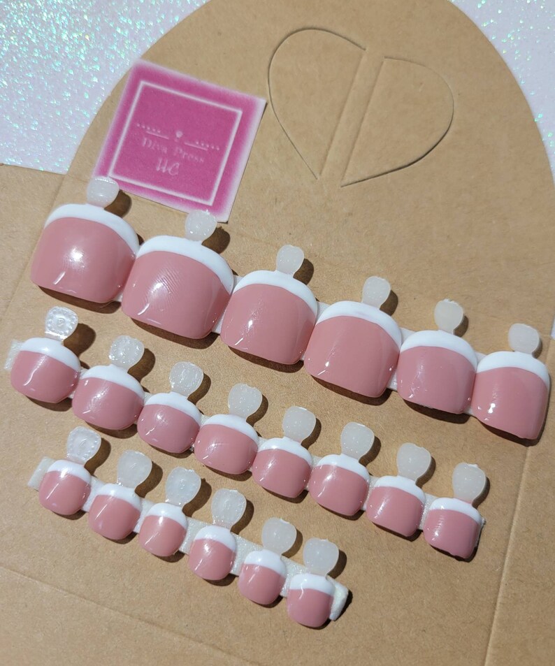 French Toenails Press on Toes Press on Toe Nail Set Press Etsy