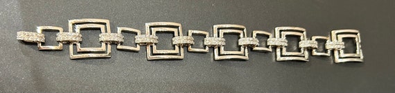 Sterling Silver and Zircon Square Bracelet - image 1