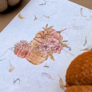 Pumpkins Autumn 5x7 Wildflower Art Print Gallery Wall Decor | Handmade Flower Paper Print | Fall Home Decor