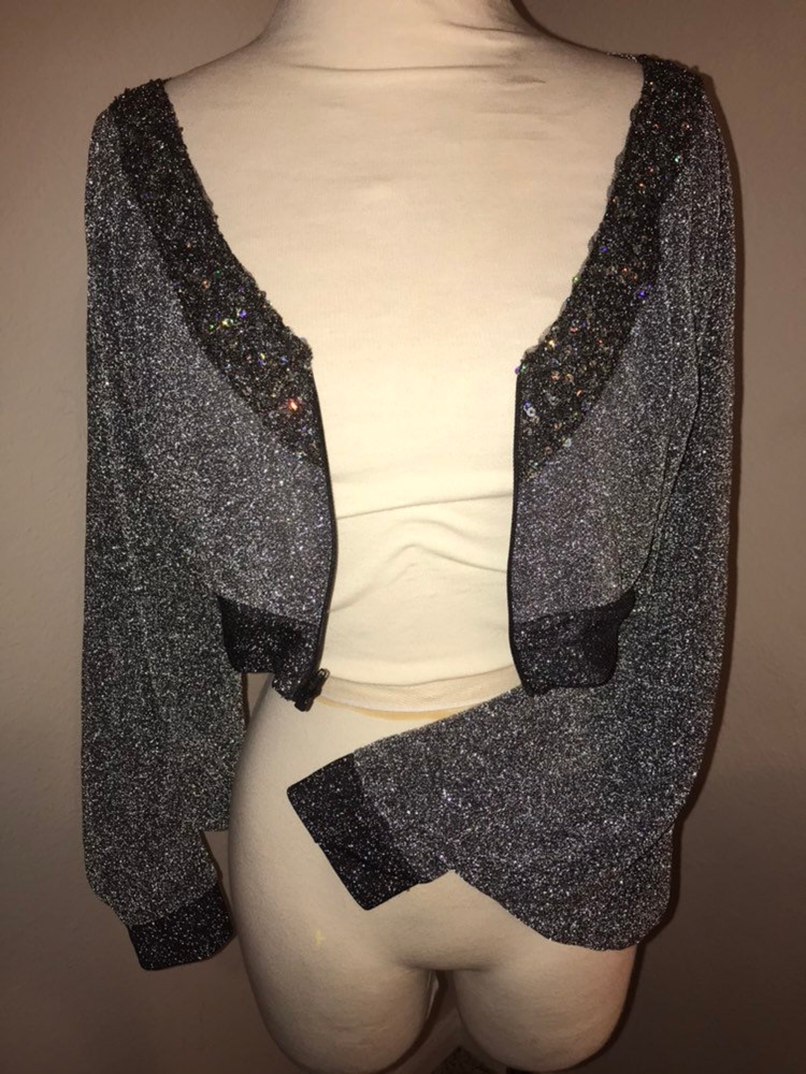 BLACK GLITTER Bolero/jacket Etsy