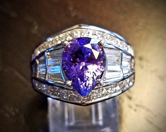 Tanzanite & Diamond Ring  2.57ct and 2.70cts Dias  on 18kt WG  # 6