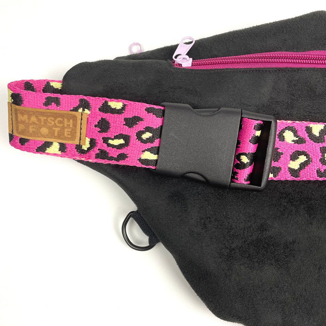 Fanny Pack XL Hipbag Faux Leather Black Pink Leo Print Etsy