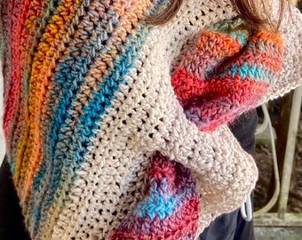 Patrón de bufanda de crochet, bufanda Showtime, patrón de envoltura de crochet, envoltura de bufanda para mujer, patrón de envoltura de crochet, chal triangular - PDF
