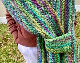 Crochet Wrap Shawl Easy Pattern, Gathered Gorgeous Wrap, Easy Boho Scarf Crochet Pattern for Women, Easy Gathered Shawl Pattern, PDF, DIY