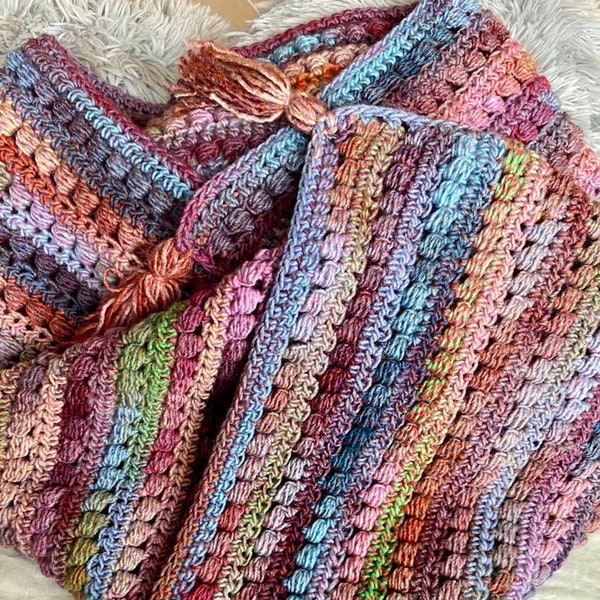 Crochet PATTERN - Bead Stitch - baby crochet blanket pattern, afghan pattern, colorful bead baby carriage blanket - Instant PDF Download