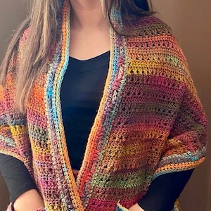 EASY Womens Scarf Pattern, Crochet Wrap Pattern Easy, Boho Crochet Shawl with Pockets, Shawl Pattern, Crochet for Women, PDF, DIY