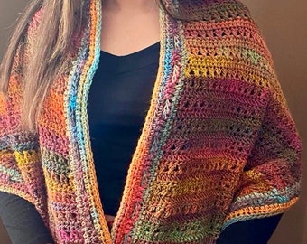 EASY Womens Scarf Pattern, Crochet Wrap Pattern Easy, Boho Crochet Shawl with Pockets, Shawl Pattern, Crochet for Women, PDF, DIY