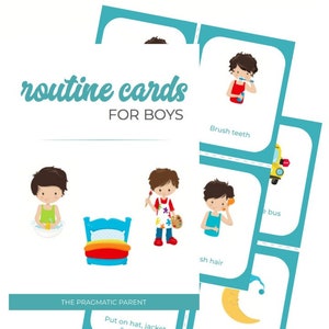 80 cartes de routine pour garçons, cartes de routine pour enfants, cartes de routine quotidienne, cartes de corvée, aidez les enfants à apprendre les routines, routine du matin, routine du coucher.