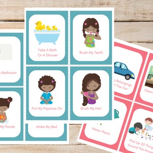 80 Girls Routine Cards, Routine Cards for Kids, Daily Routine Cards, Chore Cards, Help kids learn routines, Morning routine, Bedtime Routine