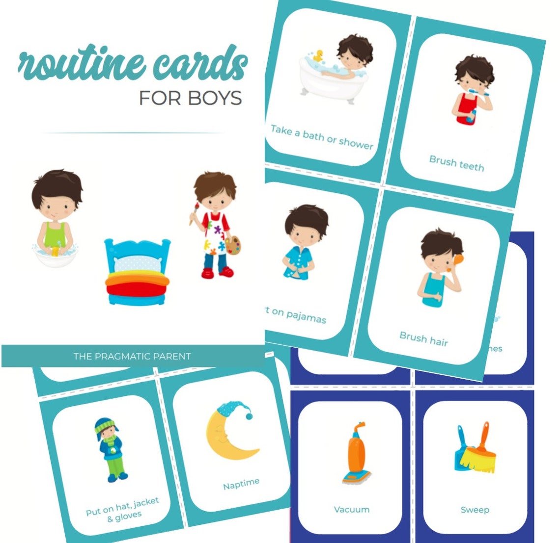 80 Boys Routine Cards, Routine Cards for Kids, Daily Routine Cards ...