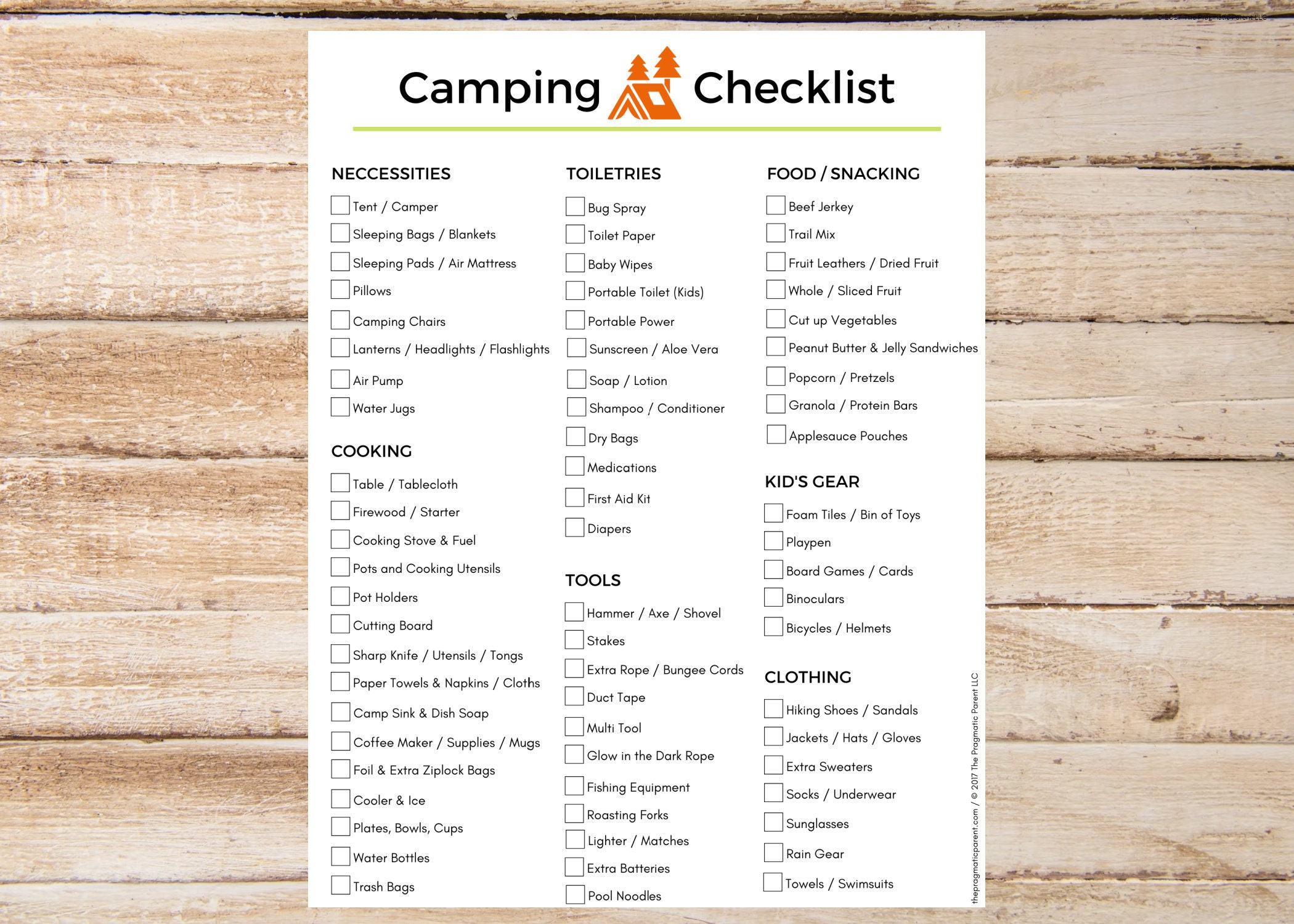 Camping Checklist, Camping List, Packing List for Camping, Camping Pack