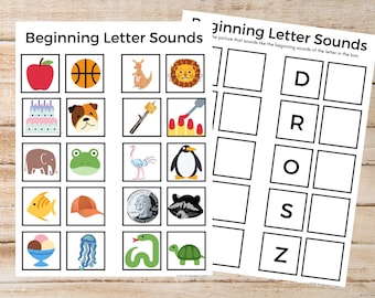 Beginning Sounds Matching Game, letter matching preschool, Learning Letters, Phonics, PreK, Beginning Sounds, ABCs, Learning Phonics