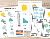 Weather Printable BUNDLE, Homeschool Kids Printables, Today's Weather Chart, Counting Flashcards, Days of the Week, Learning Worksheets
