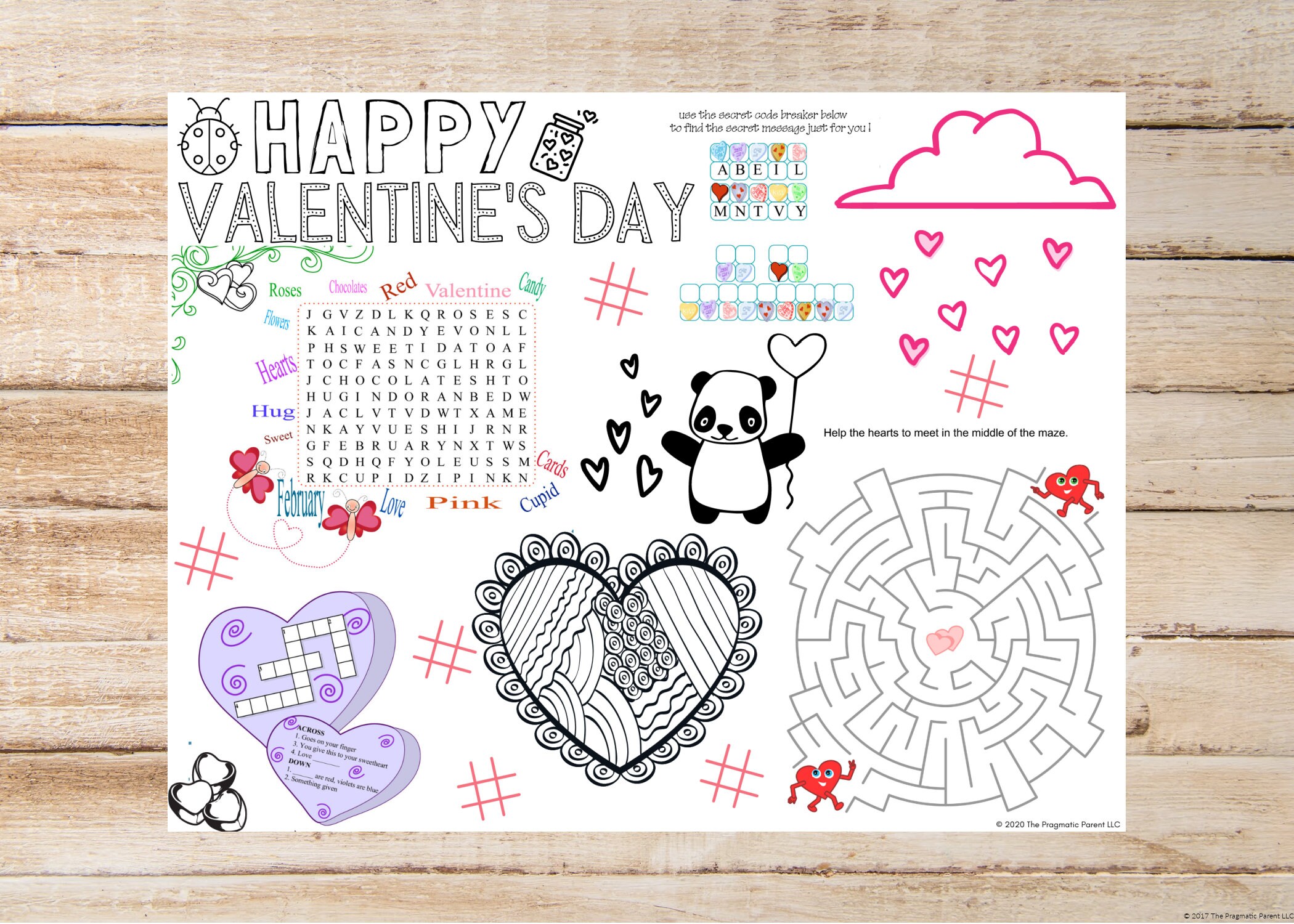 2 Valentine's Day Printable Kid's Placemat and Activity Sheets ...