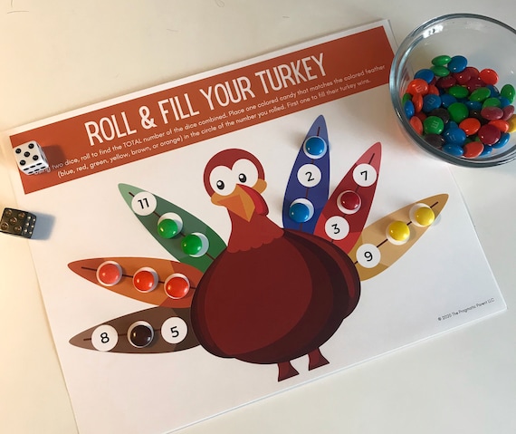 Thanksgiving Kids Table Game: Roll A Turkey Kid's