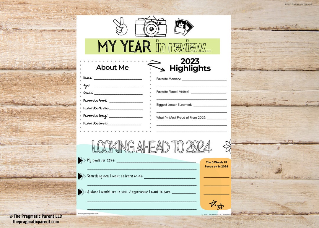 Kid's Year in Review Printable, Year in Review Activity, New Years Eve ...