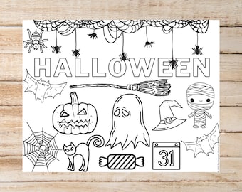 2 Halloween Kid's Coloring Sheets, kids Halloween sheet, kids Halloween activity, kids Halloween printable fun, Halloween coloring pages