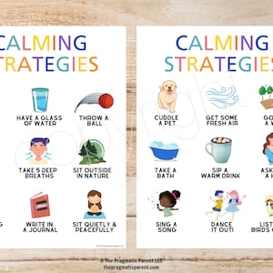 Calming Strategies for Kids Poster, Calm Kids Printable, Self Regulate, Understand Emotions, Emotional Intelligence, Emotional Regulation
