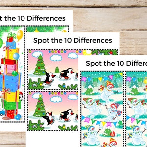 7 Holiday Spot the Difference Game for Kids, Kids Activity Sheet, Fun Kids Activity, Kids Activity Game Sheet, Holiday Spot the Differences