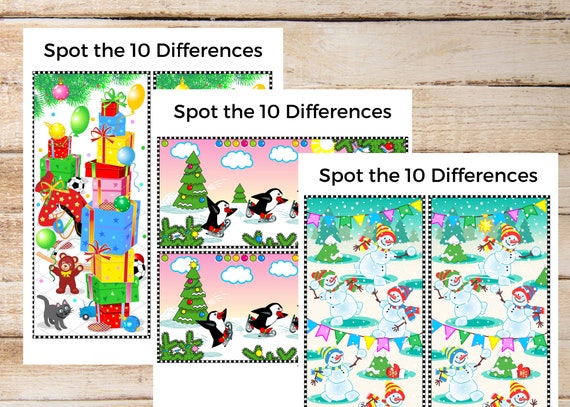 7 Holiday Spot the Difference Game for Kids, Kids Activity Sheet, Fun Kids Activity, Kids Activity Game Sheet, Holiday Spot the Differences