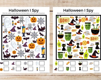 Halloween I Spy Printable Activity Sheets, I Spy Kids, I Spy Printable, I Spy Game, Halloween Kids Activity, Halloween Printable, Halloween