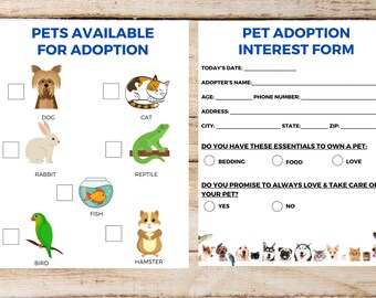 Pet Adoption Pretend Play Kit, Animal Adoption, Pretend Play, Kids Pretend Play, Puppy Adoption, Animal Adoption Fun, Kids Activity