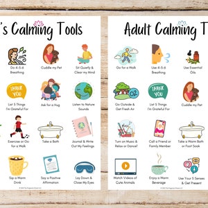 kids calm tools poster, adult calming tools, Poster for Anxious Kids, Help Kids Calm Down with Grounding Exercises, Grounding Techniques
