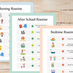 3 Routine Chart Set - Morning, After School, Evening Routine Charts, Morning Routine for Kids, Bedtime Routine, PDF Printable Routine Charts