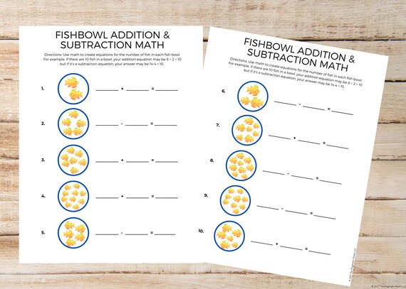 Fish Math Worksheets, Subtraction and Addition, Math Worksheet, Mathematics, Learn Subtraction, Learn Addition, Use Addition and Subtraction
