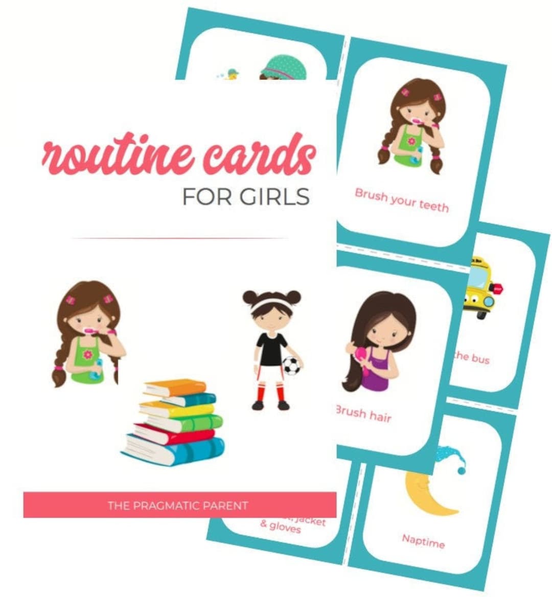 Kids Remember Routine 80 Girls Routine Cards, Routine Cards for Kids, Daily Routine Cards ...