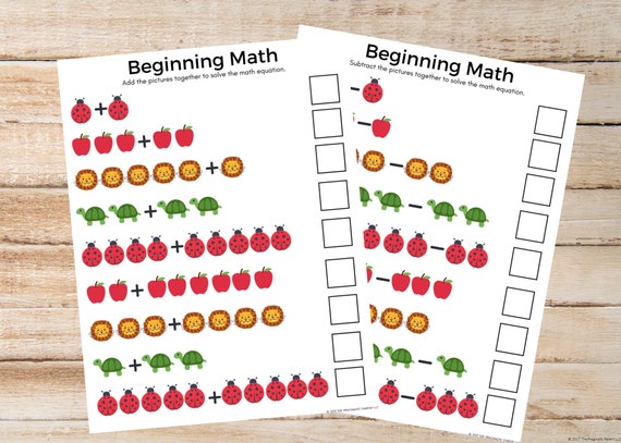beginning math learning to add learning to subtract etsy