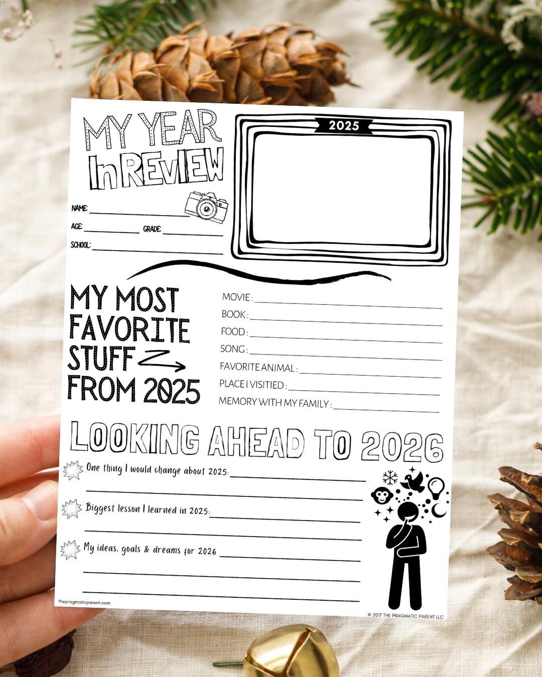 kid's year in review printable, year in review, new years eve
