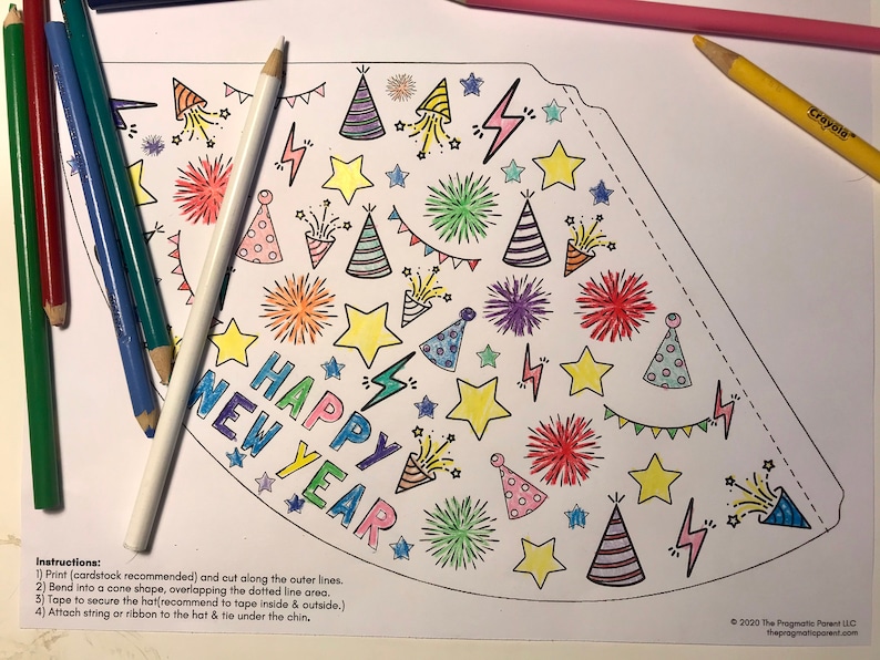 Kid Party Hats New Years Eve Printable