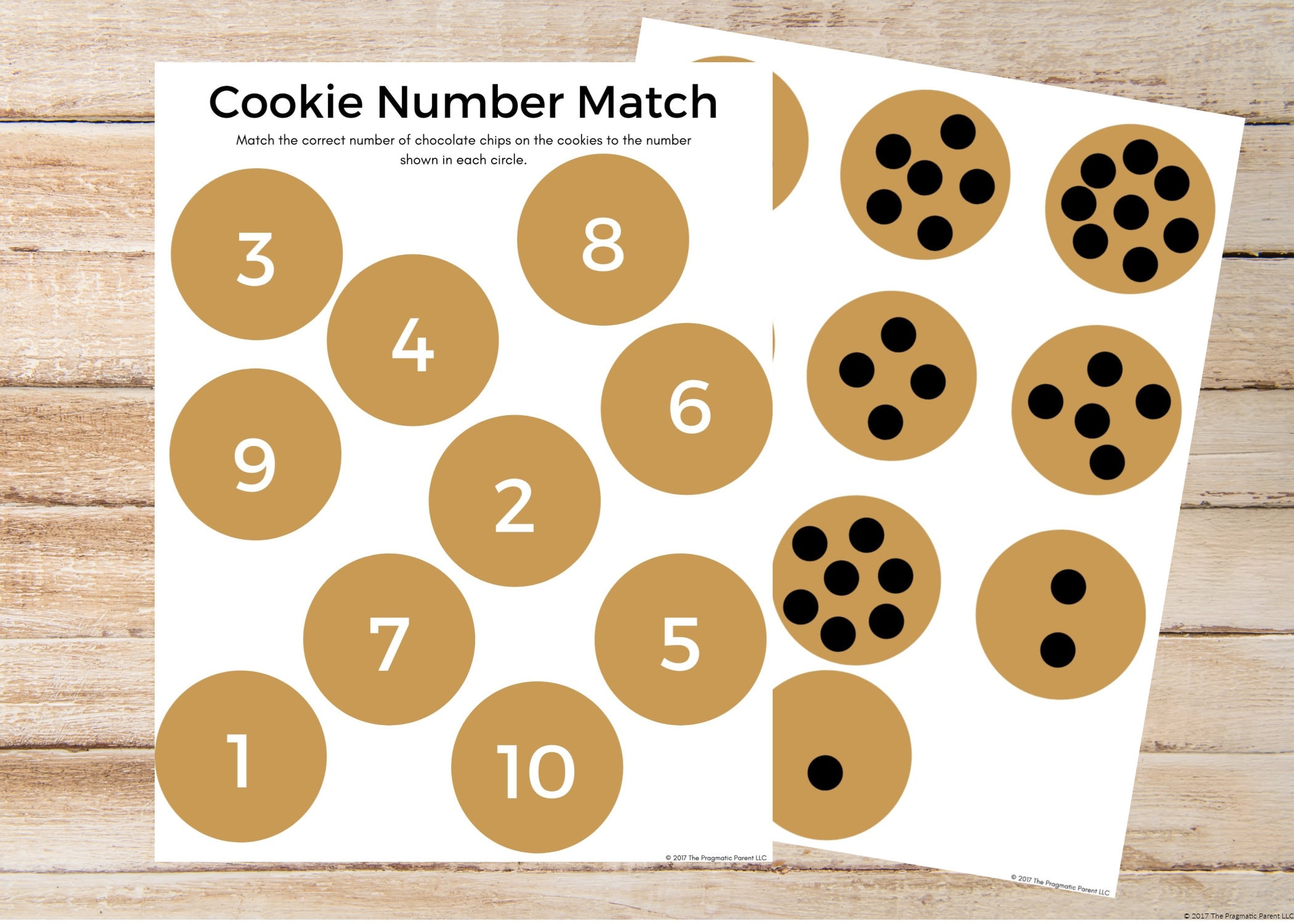 Cookie Number Matching, Learning to Count, Kindergarten Worksheet ...