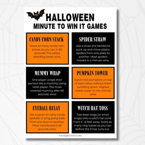 Halloween Minute to Win it, Halloween Printable Game, Halloween Activity, Kids Halloween Game Printable, Kids Halloween Printable Activity