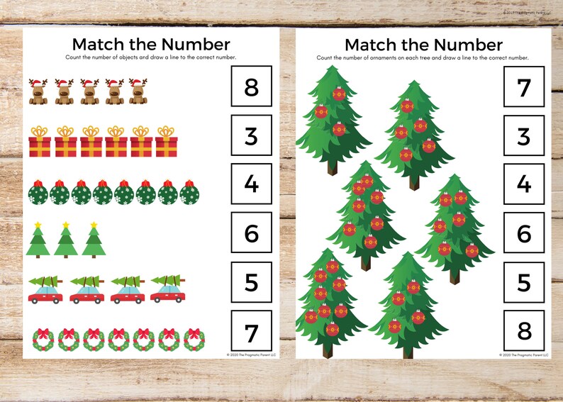 Holiday Counting Worksheet learn to Count Worksheet | Etsy