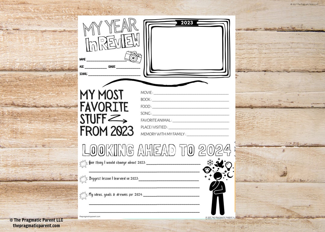 Kid's Year in Review Printable, Year in Review Activity, New Years Eve ...