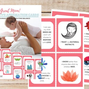 Positive Affirmations for Mothers, Positive Affirmation Cards for Moms, Digital Affirmation Cards for Moms, Cards for New Mom, Gifts for Mom