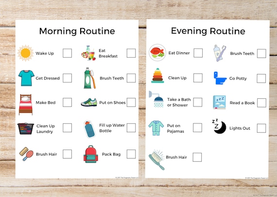 Morning And Evening Routine Chart Morning Routine For Kids Etsy