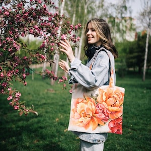 Unique hand painted tote bag, personalized hand painted custom tote bag, women&#39;s shopper bag, Christmas hand painted accessory for a gift